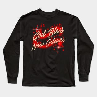 God Bless New Orleans Red Version Long Sleeve T-Shirt